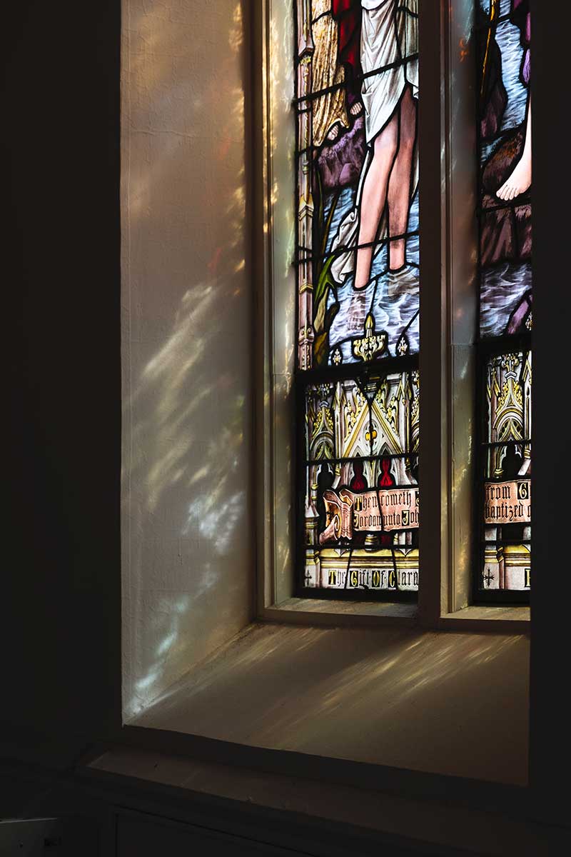 A stained glass window inside Christ Episcopal Church in Reading, PA.