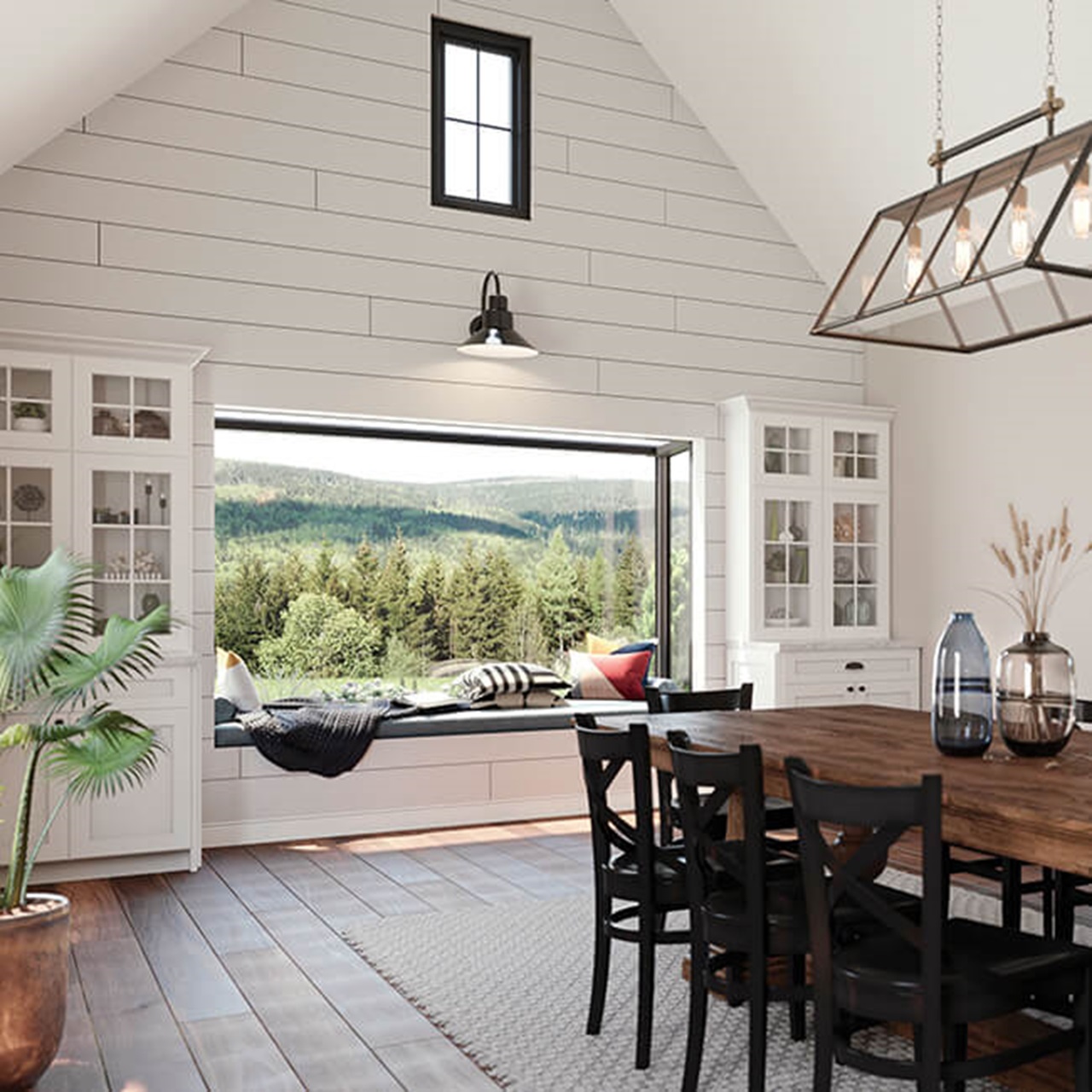 Interior of traditional style home with Marvin Skycove window box