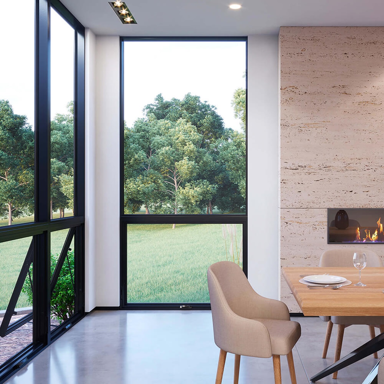 Modern Dining Room With Signature Modern Awning Windows